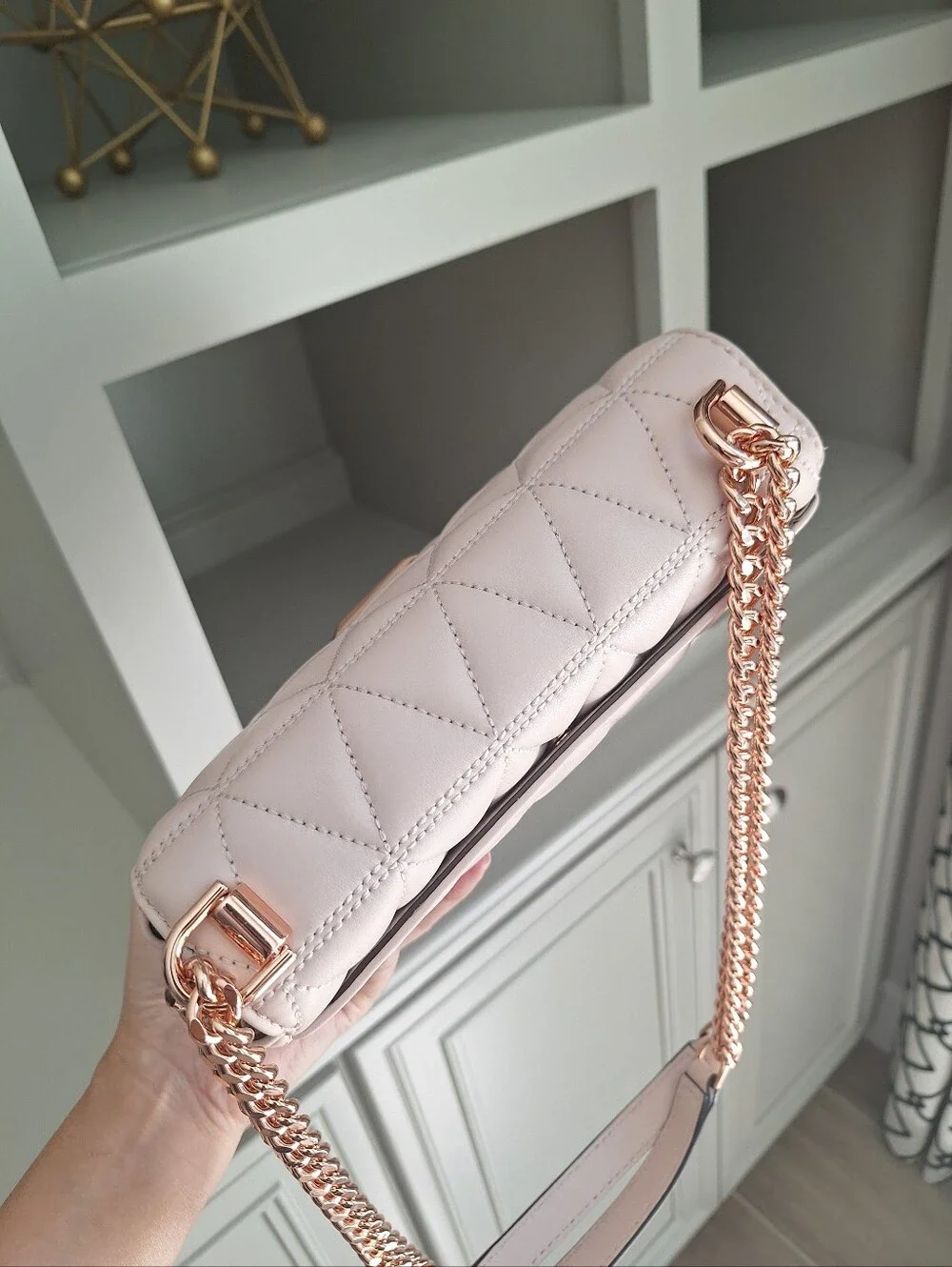 NWT Michael Kors Sloan Quilted Bag Small Size Soft Pink With Rose Gold Hardware
